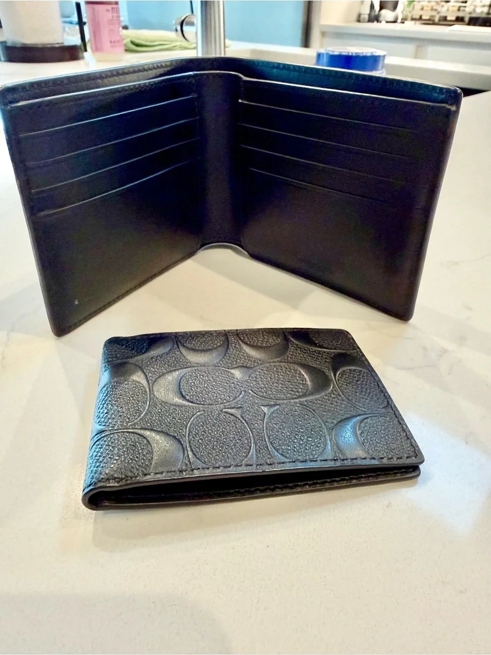 Coach Men's Black 3-in-1 Embossed Signature Leather Wallet  Original price $225
